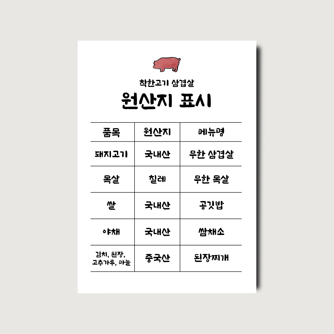 카페 브런치 베이커리 식당 디자인 원산지표시판 인쇄 포스터 [poi315]